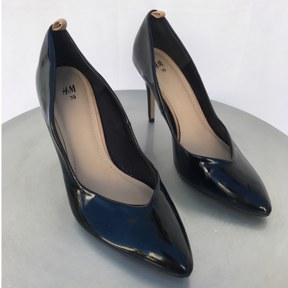 H&M Black Patent Stiletto Heel Pump